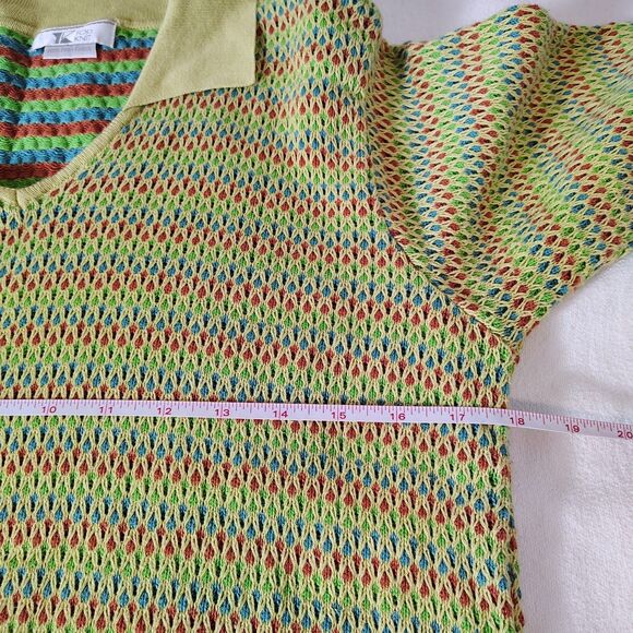 Vtg 70s Top Knit Striped Textured Mod Sweater Rainbow Colorful Retro Size Medium - Picture 4 of 5